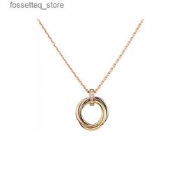 Pendant Necklaces Counter S925 Sterling Silver Three Ring Necklace Classic Versatile Whitening Individualized Fashion Ins Style cati Same Collar Chain