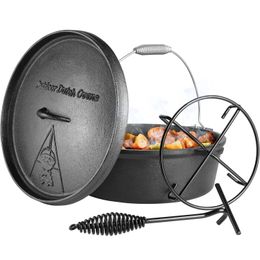 Dutch Oven Pot with Lid 12 Quart Cast Iron without FeetStandSpiralshaped HandleCast for OutdoorIndoor 240304