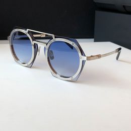 Retro Round Sunglasses H006 Silver blue Unisex Sun Glasses UV Protection Eye Wear box259s