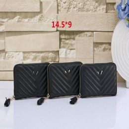 Short wallet purse cardholder money bag LOULOU Y-shaped V-quilting Thread Card Holders designer wallets women mens zipper Luxurys 268P