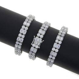 New Lab diamond bracelet cubic zirconia tennis chain women men couple wedding engagement silver plated iced out bling jewelry2440