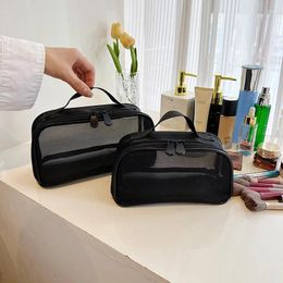 Cosmetic Bags Mesh Portable Zipper Bag Casual Large-capacity Lady Travel Storage Fashion Single Layer Makeup Pocket For Woman