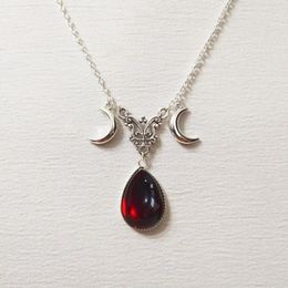 Pendant Necklaces Gothic Vampire Drop Necklace For Women Girls Pagan Witch Jewellery Accessories Gift Vintage Moon Butterfly Blood Demon