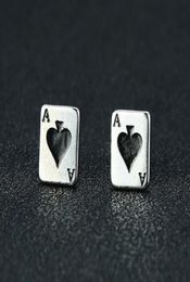 Men039s Ace of Spades Stud Earrings Stainless Steel Poker Player Cards Earing Jewelry Gift7207298