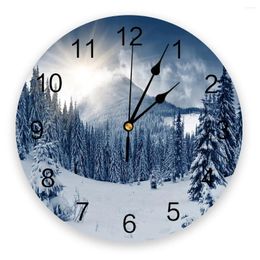 Wall Clocks Snow Mountain Plant Woods Clock Modern Design Living Room Decoration Kitchen Mute Watch Home Interior Decor