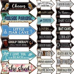 Metal Painting Street Metal Tin Signs Arrow Shape Retro Exit Bar Beer Man Cave Restroom Game Room Signs for Club Coffee Pubs Outdoor Decoration T240309