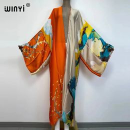 Kimonos verano Women sukienka Print Long Sleeve Cardigan Female Blouse Loose Casual beach Cover Up boho dress party kaftan 240307