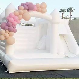 wholesale 4.5x4.5m (15x15ft) full PVC Jumper Inflatable White Bounce House Combo With Slide And Ball Pit Kids Commercial Bouncy Castle Jumping Bouncer