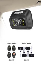 Solar TPMS Car Tyre Pressure Alarm Monitor System Display Attached to glass tpms Temperature Warning With 2 Sensors4523842