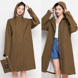 Raincoats Lightweight Raincoat Women Waterproof Long Rain Coat Jacket Zip Pocket