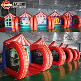 Free Door Ship Outdoor Activities 5 in 1 Inflatable Carnival Bundle Games Soccer Dart Knock Down Ring Ross Game For Kids And Adults