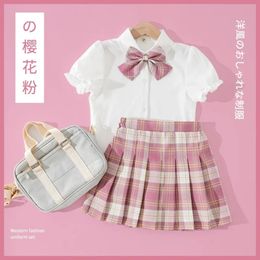 Kid Pink JK Sailor Dress 3PCS Girl Japanese Korean Orthodox School Uniform Cute Pleated Skirt Short Sleeve Kawaii Suit Anime COS 240301