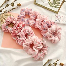 Hair Accessories Pink Color Hairbands Dot Striped Girls Hair Tie Ropes Elastic Scrunchies Headband Ponytail Holder Women Accessories 9 Dhjye