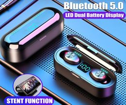 New F9 LED Display Sport Wireless Earphone Bluetooth 50 Earphone TWS HIFI Mini Inear Sports Running Headset HD Call8358280