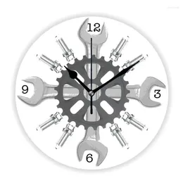 Wall Clocks Geek Car Service Tools Mechanical Clock For Garage Man Cave Decor Mechanic Auto Repair Large Watch Dad Gift 35cm