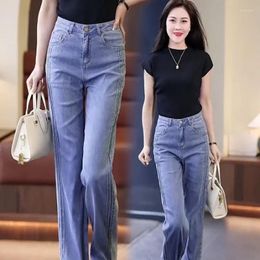 Women's Jeans Trousers High Waist S With Pockets Blue Pants For Women Gray Straight Leg Womens Vibrant Baggy Grunge Y2k Fitted Summer