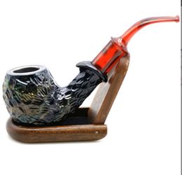 smoke Engraved curved resin wood pipe with a short length of 150mm. Wooden pipe can clean smoking utensils