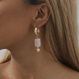 Dangle Earrings Natural Stone Heart Pendant For Women Fashion Versatile Ladies Street Shoot Jewellery Wholesale Direct Sales