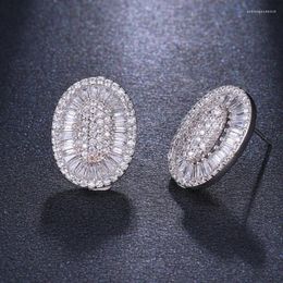Stud Earrings Funmode Shiny Austria Oval Shape Cubic Zirconia Earring Wedding Engagement Party Dress Up Jewellery Wholesale FE294