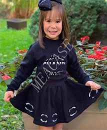 Kids Tracksuit INS Letter Printing Long Sleeve Tops Sweater Short Skirt Two Pieces Outfits 2020 Autumn Winter New Girl Dress Suit 9373316