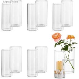 Vases Wedding Decoration Vase Glass Cylinder Vases for Centrepieces Set of 12 Clear Vase for Flowers Room Decor Home Decorations Table L240309