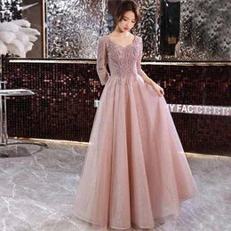 Ethnic Clothing Long Gauze Skirt Women Elegant Gentle Dress Lace Square Neck Sexy Evening Party Gown Host Graduation Prom Vestidos Cheongsam