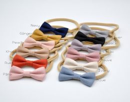 Mini Petite Baby Bow Headband Handmade Linen Hair Bows Soft Nylon Hairband Infant Hair Accessory 24pcslot1703767