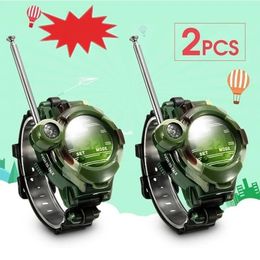 2PCS Children Watch Simulation 7in1 Military Walkie Talkie Multifunction Kids Digital Family Fun Interphone Toy 240226