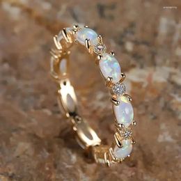 Cluster Rings Imitation Opal Promise For Women Statement Finger Accessories Daily Wear Party Chic Girl Gift Fashion Jewellery