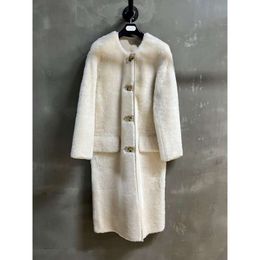 2023 Winter Spanish Lagoon All In One Women's Maillard Long Style With Loose Fur Jacket On Both Sides 700454