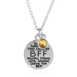 Ganze 10 Stück BFF Collage Charm Anhänger Halskette personalisieren Halskette Geburtsstein Charm Halskette Freund Schmuck Geschenk236Y