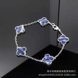 VanCF Necklace Luxury Diamond Agate 18k Gold new stone obsidian double-sided agate five flower bracelet with diamond bracelets necklace of the style