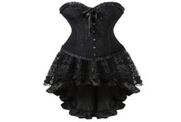 Steampunk Corset Dress 2 Piece Set Costume Cosplay Gothic Punk Girdle High Low Pirate Lace Vintage Victorian Party Club Dress4788230