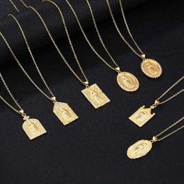 New Stainless Steel Virgin Mary Pendant Necklace Gold Bijoux Crystal Necklace For Man Women Fashion Pendant Catholic Jewelry229w