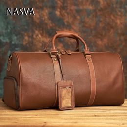 NASVA Leather Duffle Bag Mens Travel Bag Handbag Weekend Bag For Men Business Messenger Bag Shoulder Bag 240305