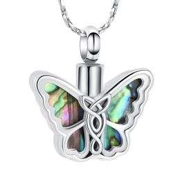 Chains Butterfly Urn Necklaces For Ashes Stainless Steel Abalone Shell Cremation Jewellery Memory Women Men191j
