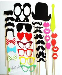 On 1SET32 pcs Po Booth Props Hat Moustache On A Stick Wedding Decorations Birthday party fun Favour 2292268