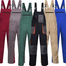 Capris Workwear Overalls Men Women Work Clothing Plus Size Protective Coveralls Strap Jumpsuits Pockets Uniform Sleeveless Pants 5XL