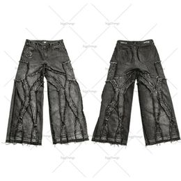 Y2k Old Washed Mens Hip Hop Oversized Jeans Fashion Casual Punk Rock Loose Straight Wide Leg Pants Streetwear 240309