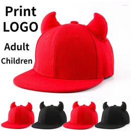 Ball Caps Custom Logo Parent-child Hat Children Cartoon Baseball Cap Flat Edge Hip-hop Solid Colour Ox Horn Men Women Adjustable Hats