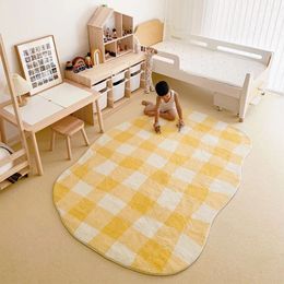 Plaid Minimalist Large Area Living Room Carpet Comfortable Soft Bedroom Rug Home Decoration Childrens Room Rugs Tapete IG 240220