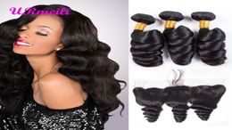 Indian Virgin Hair Loose Wave Bundles With Frontal 9a Raw Indian Virgin Hair Bundles With Lace Frontal Loose Deep Wave Bundles Wit3813427