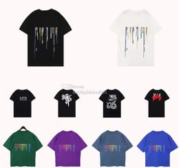 Limited Edition Amirs Tasarımcı Tişört 2024 Tavşan Yıl Yeni Çiftler Tees Sokak Giyim Yaz Moda Gömlek Sıçrama-mürekkep Mektup Baskı Tasarım Çift Kısa Kollu