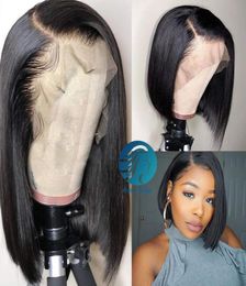 Skin Melt Hd Transparent Full Lace Wig Pre plucked Invisible Straight Frontal Closure Blunt Cut 120 Short Bob Human Hair Wigs Bra1948073