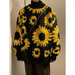 Men's Sweaters Unisex Sweater Winter Sunflower Warm Fashion Male O-Neck Pullovers Men Loose Casual Thick Knitted