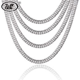 WK Genuine 925 Sterling Silver Cuban Curb Men Chain Necklace Hip Hop Rapper Mens Chains 4MM 5MM 6MM 7MM 18 20 22 Inch W9 NM003247e