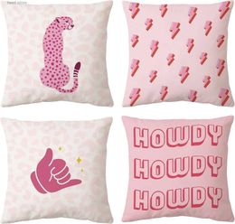 Pillow Case Decorative throw case pink room decorative leopard print cushion suite decorated case sofa T240309