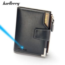 Baellerry Fashion Male Men Purses Short Black Wallets Leather Po Card Holder Purse Men's Purses & Wallet Engraving2942