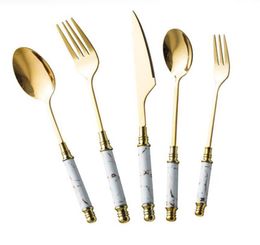 Ceramic Tableware Dinner Forks Spoon Knife Set Vintage Cutlery 304 Stainless Steel Dinnerware7460731