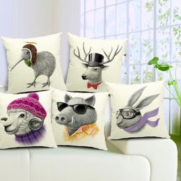 Minimalist Nordic Cushion Covers 5 Designs Literature Style Adorable Cartoon Animals Pillow Cover Deer Sheep Pig Bird Rabbit Pillo233h